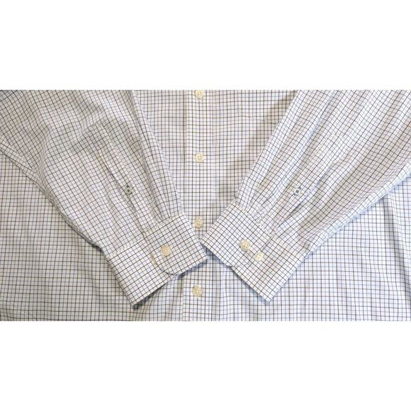 IZOD Premium Essentials Men’s 2XLT Long Sleeve White Blue Gray Check Cotton - Picture 2 of 9